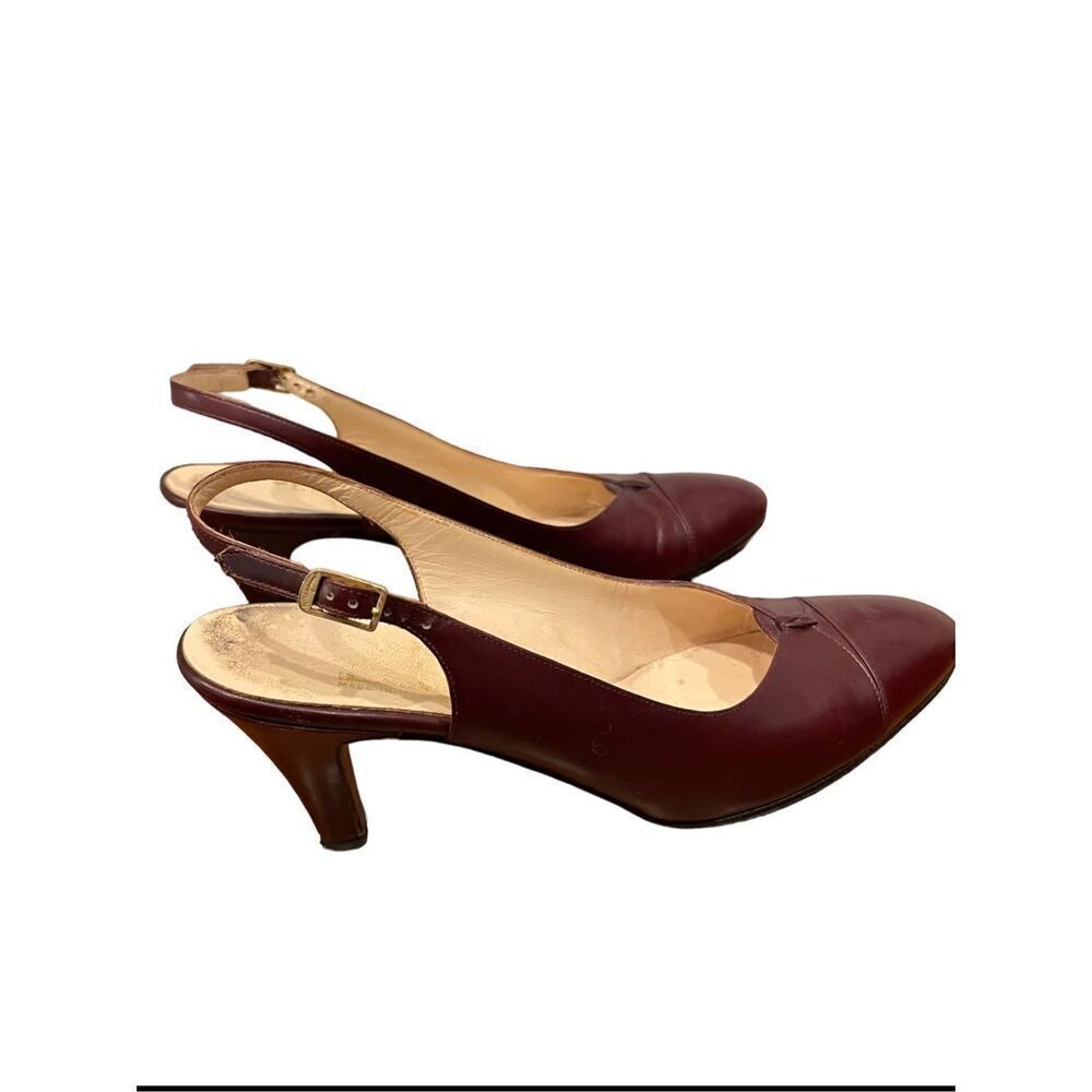 Vintage Salvatore Ferragamo Cesvan Burgundy‎ Wine Colored Slingback Heel Size 6 - Picture 6 of 9